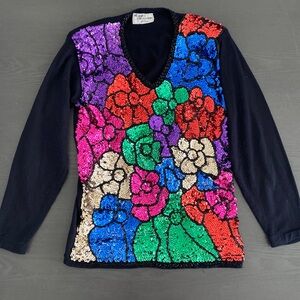 Vintage Acrylic Sequin Sweater